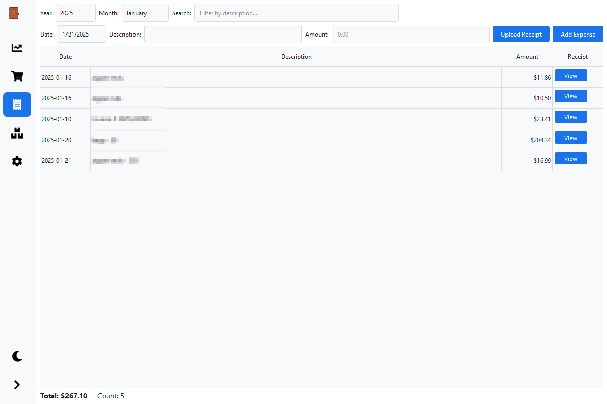 Expenses Dashboard Light Mode